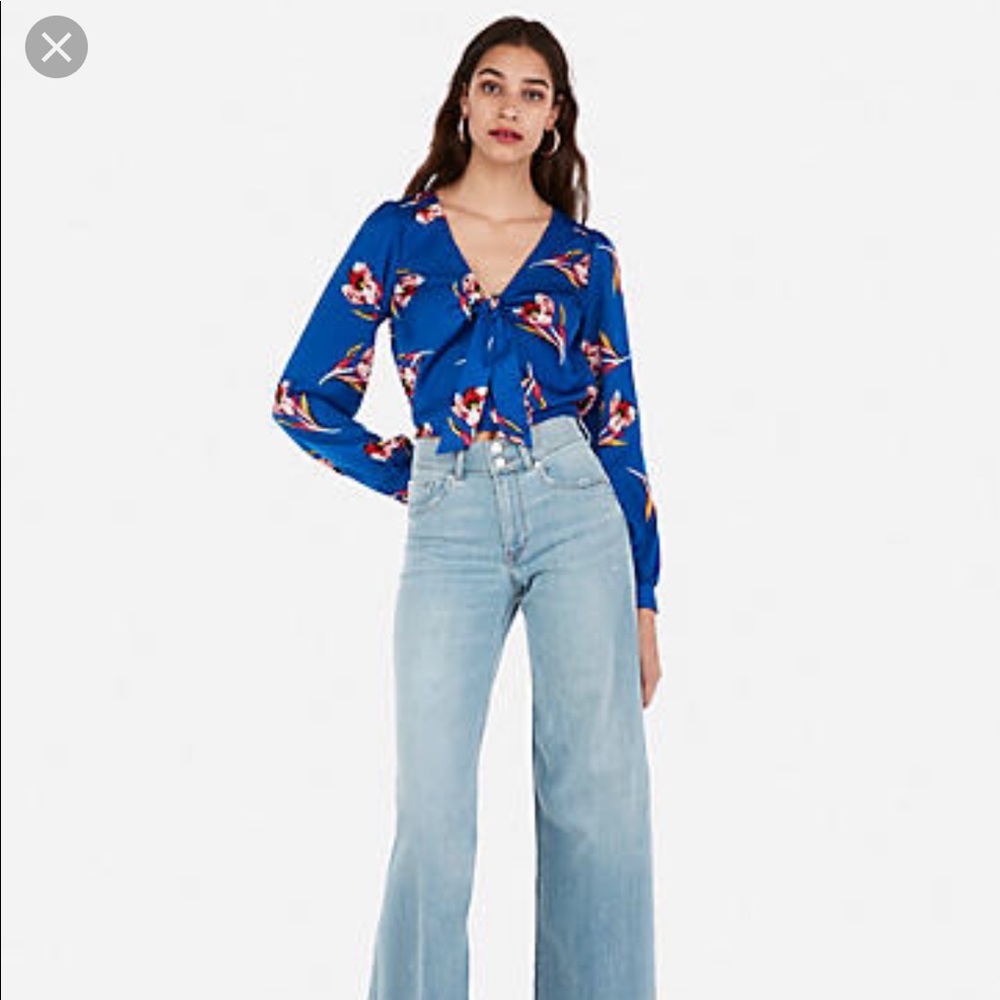 Express long-sleeved crop top shirt